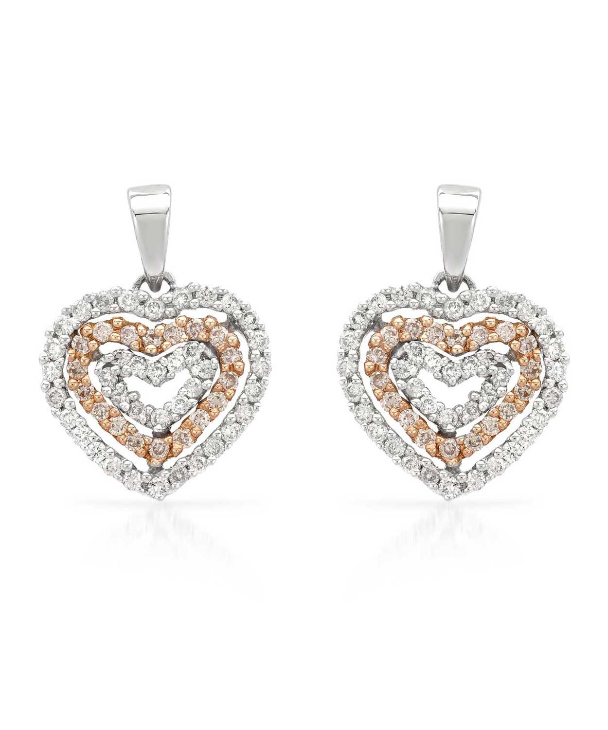 0.65 ctw Diamond 14k Two-Tone Gold Heart Dangle Earrings View 1