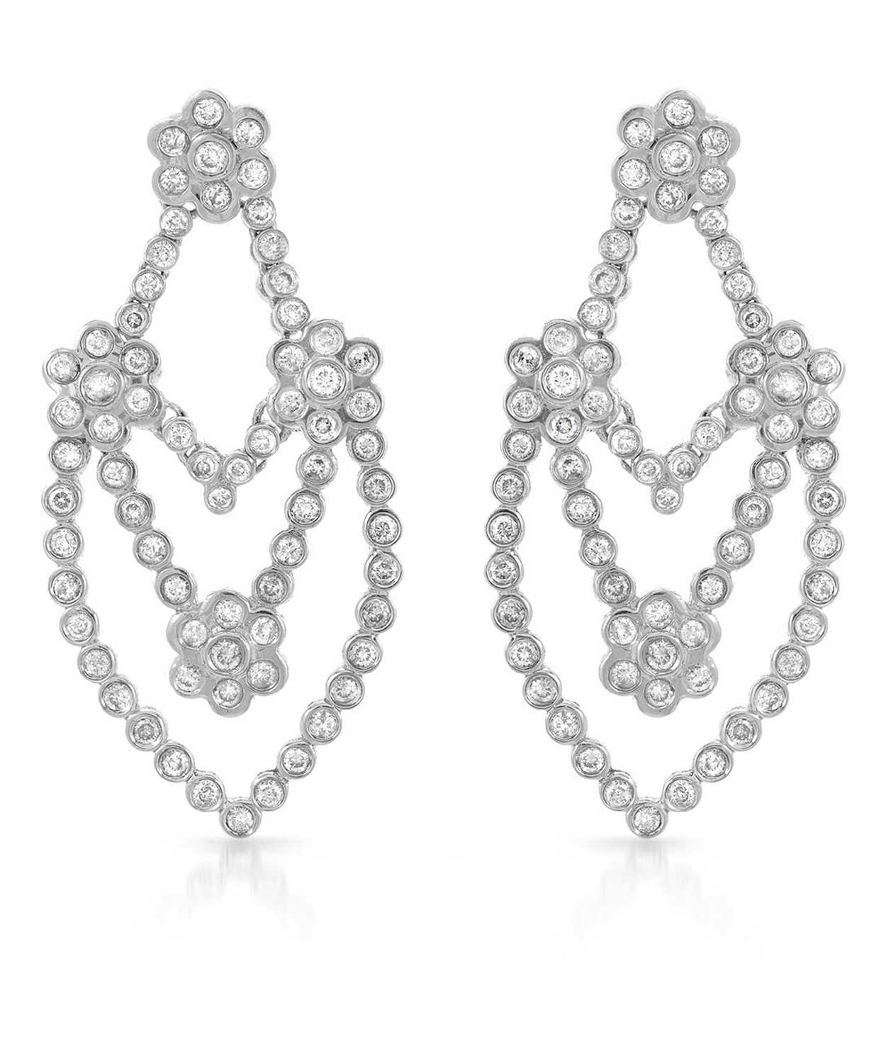 Allure Collection 2.09 ctw Diamond 14k White Gold Flower Chandelier Earrings View 1