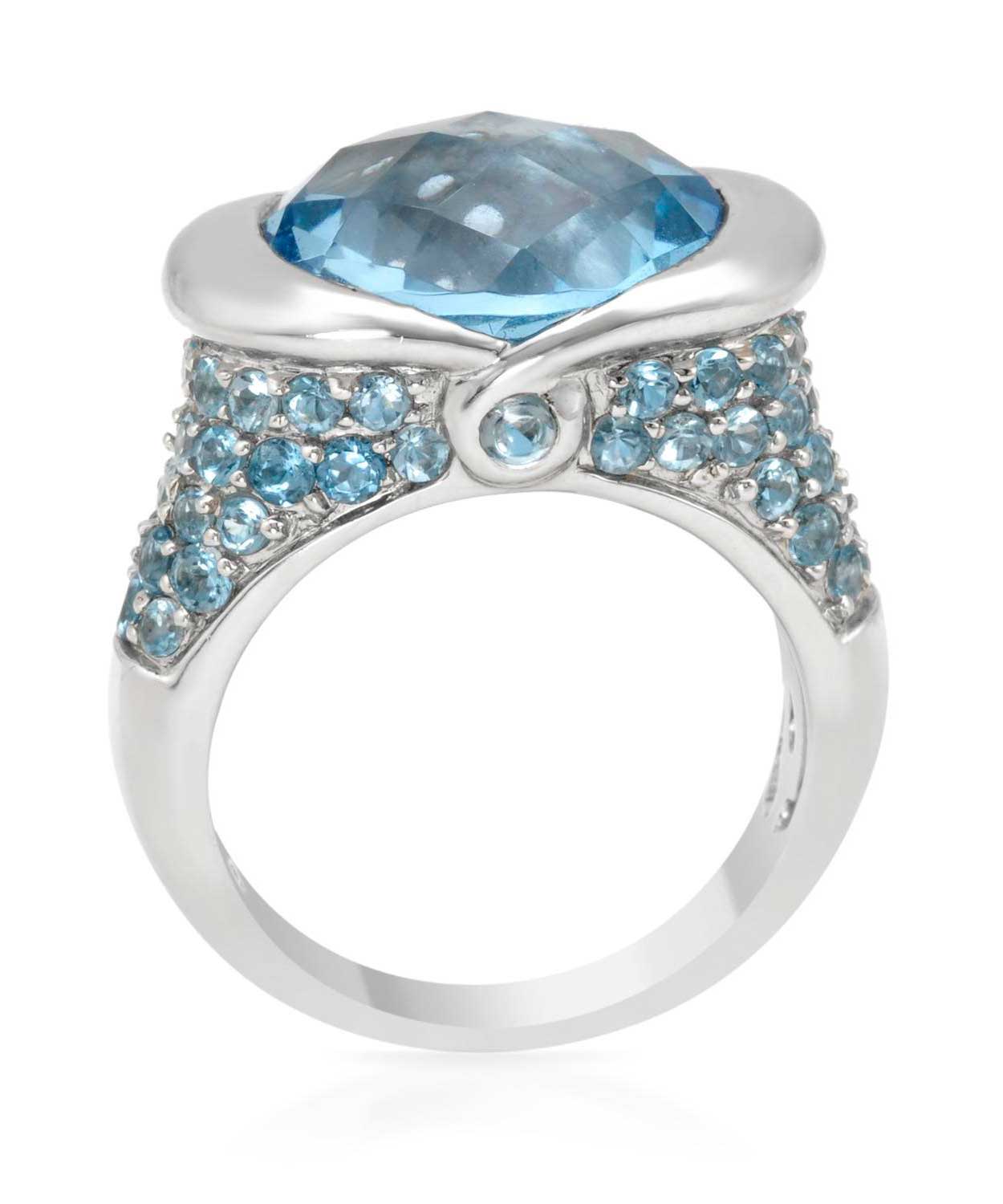11.88 ctw Natural Sky Blue Topaz 14k White Gold Fashion Right Hand Ring View 2