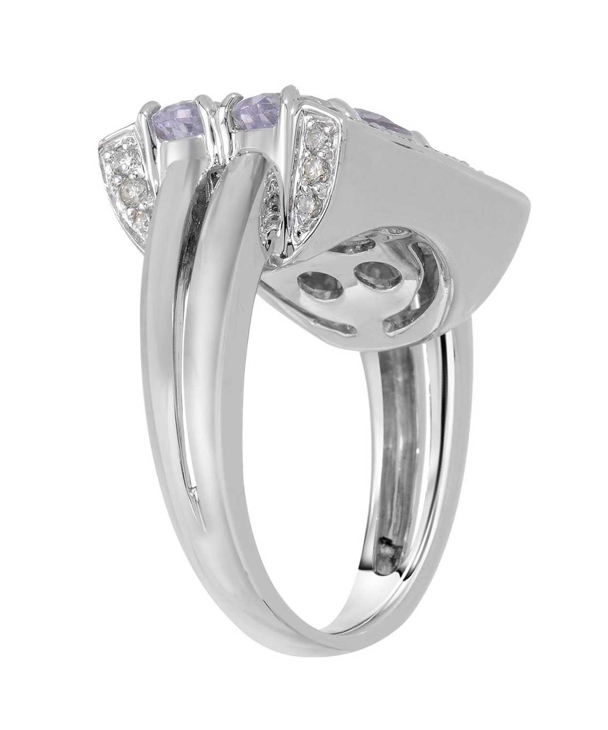 3.12 ctw Natural Amethyst and Diamond 18k White Gold Contemporary Ring View 2