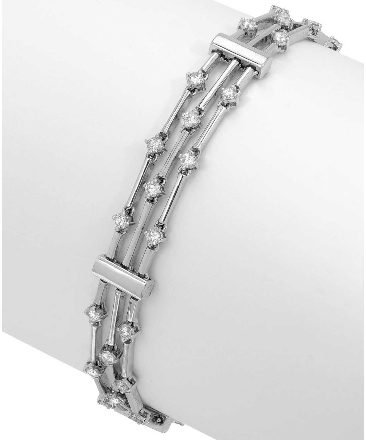 Signature Collection 1.16 ctw Diamond 18k White Gold Elegant Link Bracelet View 1