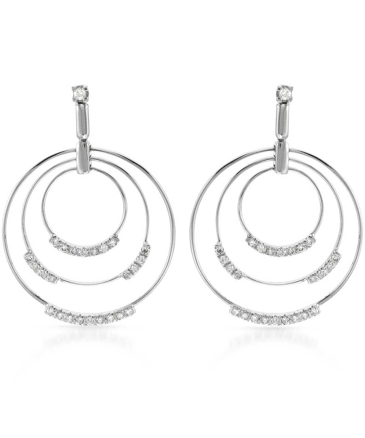 Allure Collection 0.78 ctw Diamond 14k White Gold Contemporary Dangle Earrings View 1