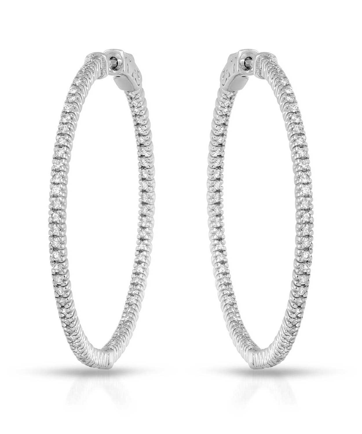 Signature Collection 1.21 ctw Diamond 14k White Gold Inside-Out Hoop Earrings View 1
