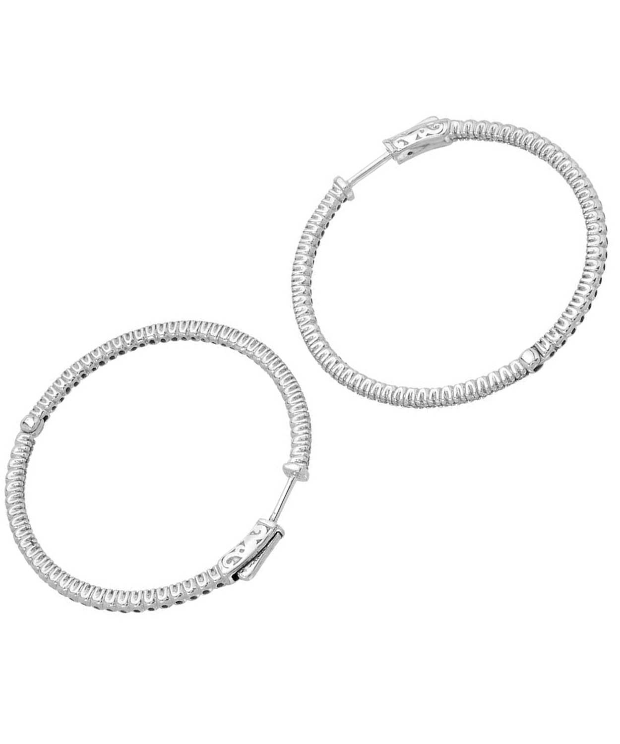 Signature Collection 1.21 ctw Diamond 14k White Gold Inside-Out Hoop Earrings View 2