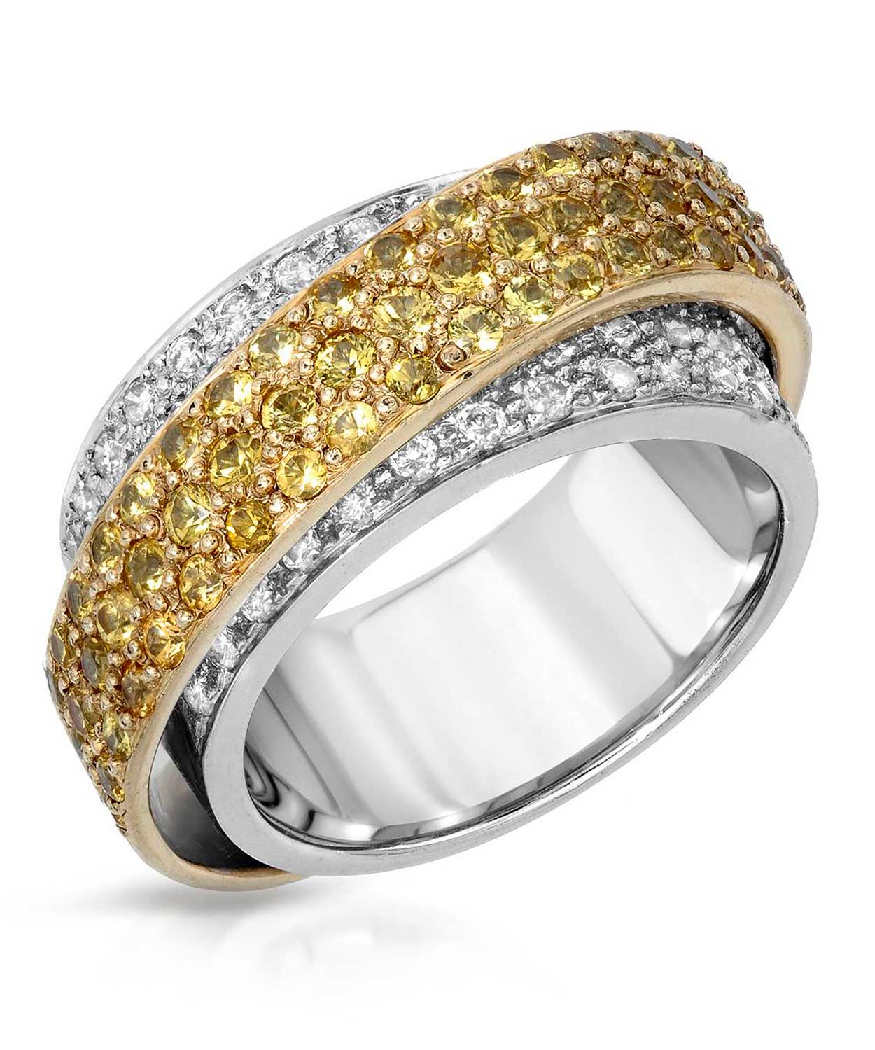 Glamour Collection 2.50 ctw Natural Yellow Sapphire and Diamond 14k Gold Statement Band View 1