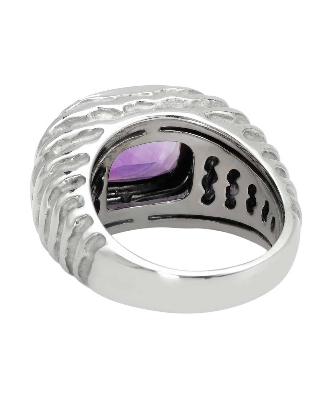 5.61 ctw Natural Amethyst 14k White Gold Bold Cocktail Ring View 2