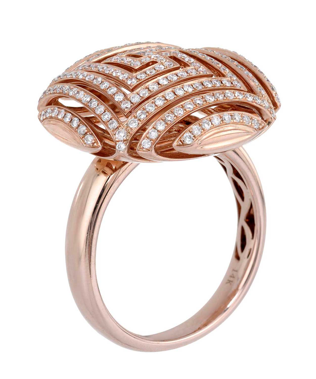 Allure Collection 0.58 ctw Diamond 14k Rose Gold Contemporary Right Hand Ring View 2
