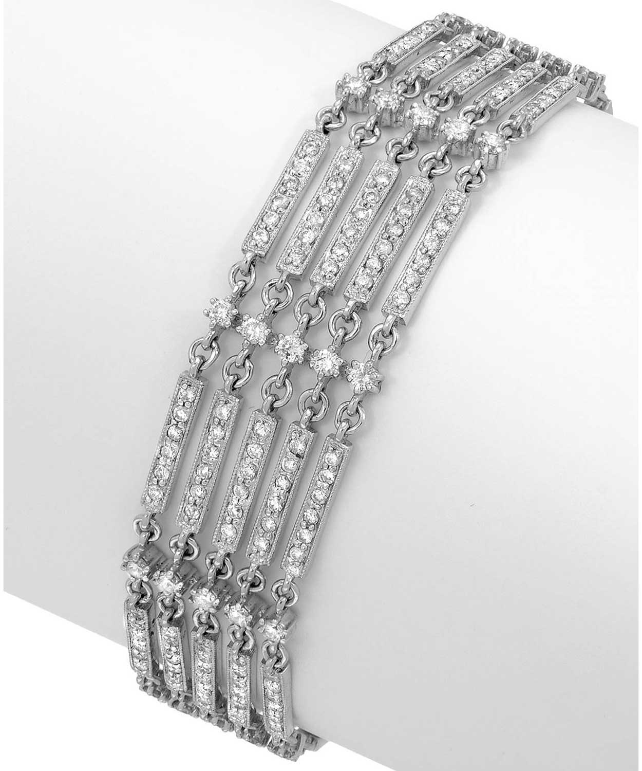 Glamour Collection 3.77 ctw Diamond 18k White Gold Statement Link Bracelet View 1