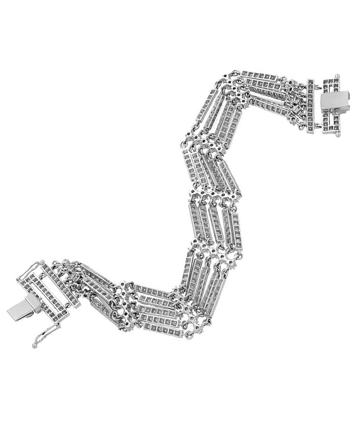 Glamour Collection 3.77 ctw Diamond 18k White Gold Statement Link Bracelet View 2