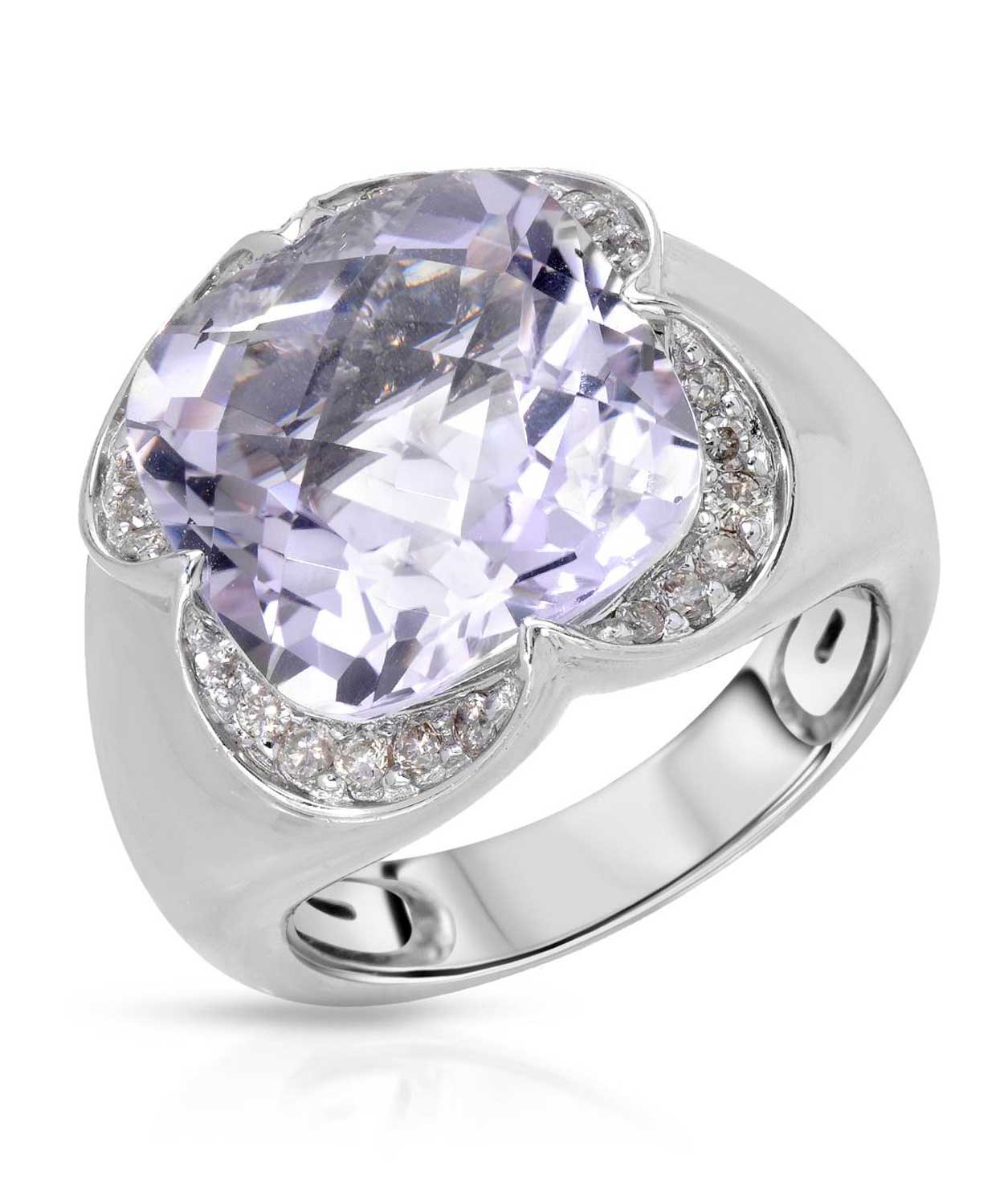 8.68 ctw Natural Amethyst and Diamond 14k White Gold Bold Cocktail Ring View 1