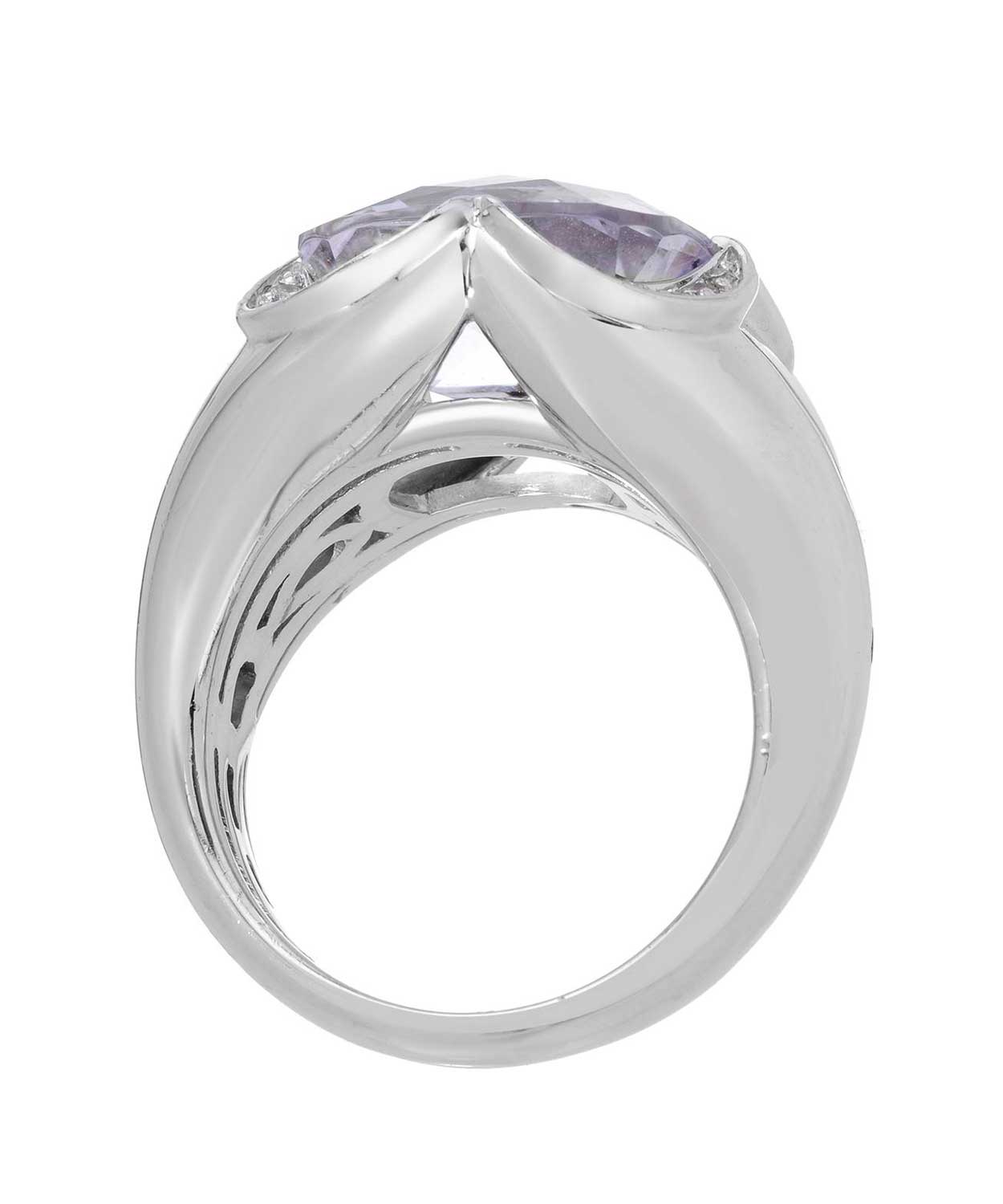 8.68 ctw Natural Amethyst and Diamond 14k White Gold Bold Cocktail Ring View 2