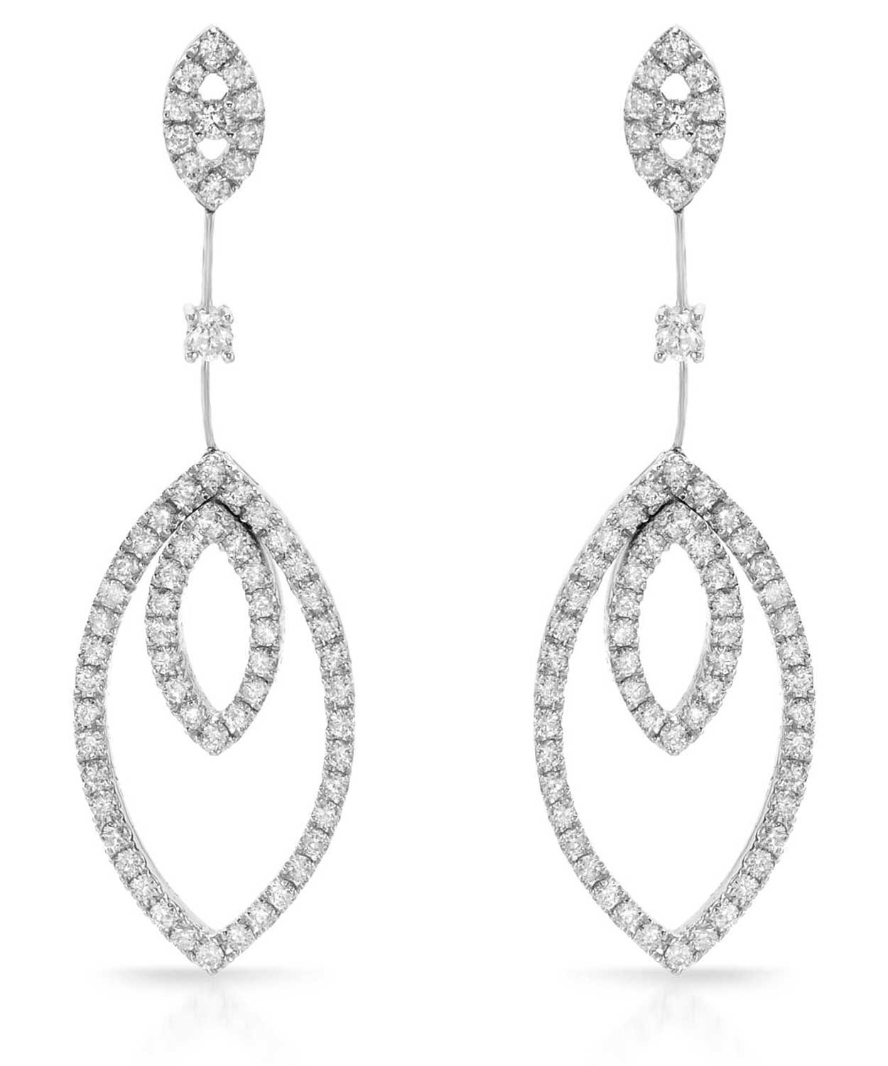 Glamour Collection 2.30 ctw Diamond 18k Gold Marquise Shape Dangle Earrings View 1