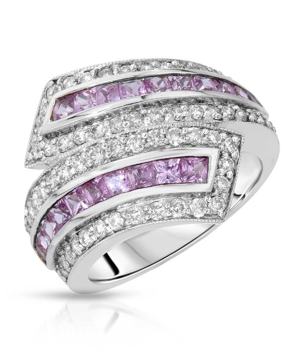 2.64 ctw Natural Pink Sapphire and Diamond 14k Gold Fashion Ring View 1