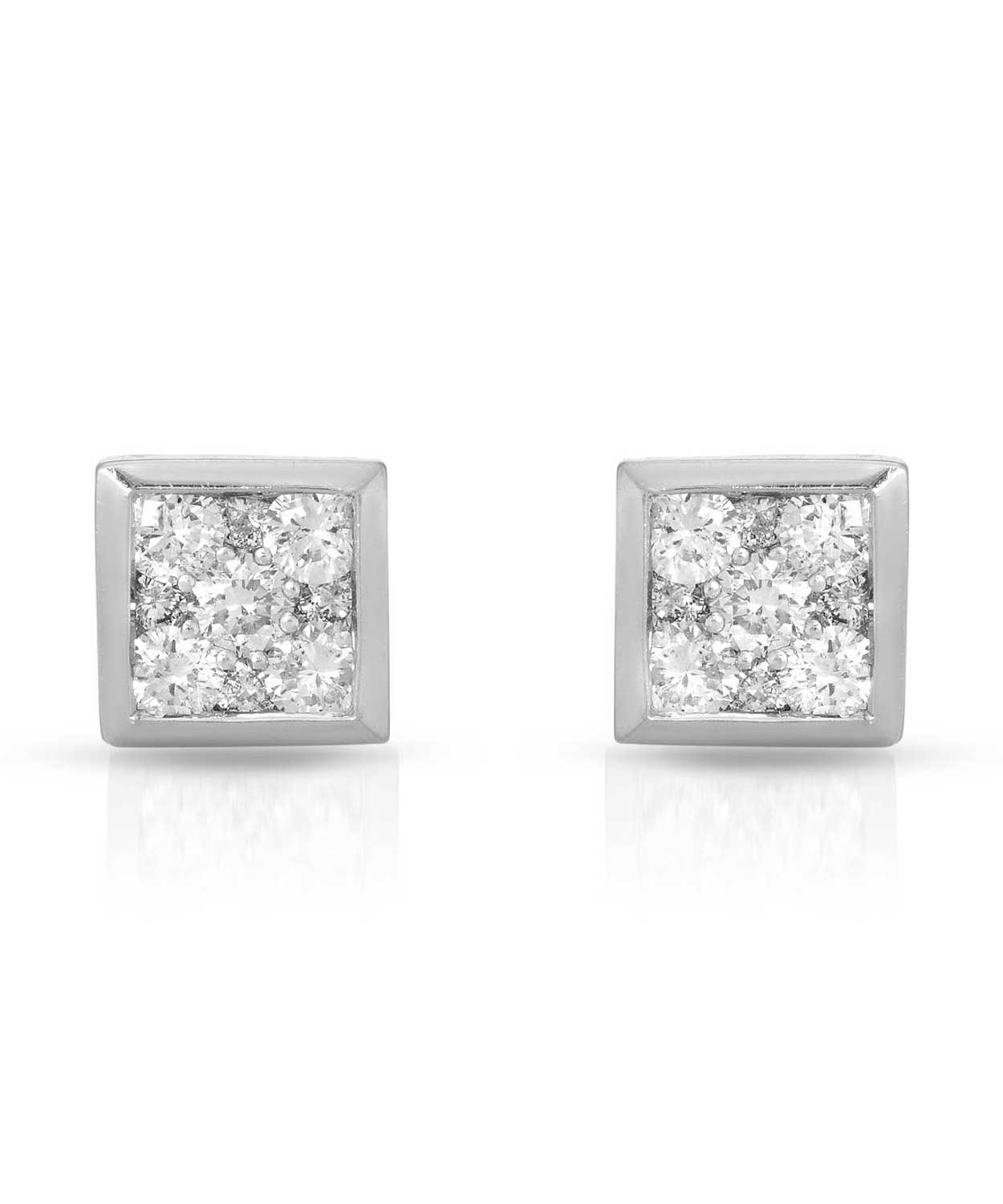 Signature Collection 1.00 ctw Diamond 14k White Gold Square Stud Earrings View 1