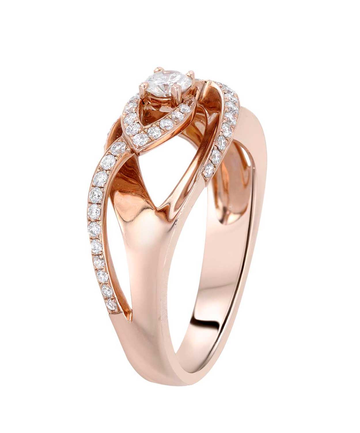 0.55 ctw Diamond 14k Rose Gold Contemporary Promise Ring View 3