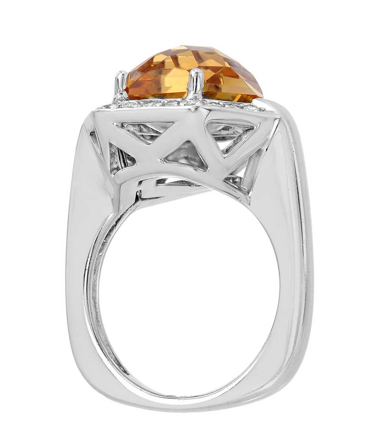 6.20 ctw Natural Honey Citrine and Diamond 14k Gold Statement Cocktail Ring View 2