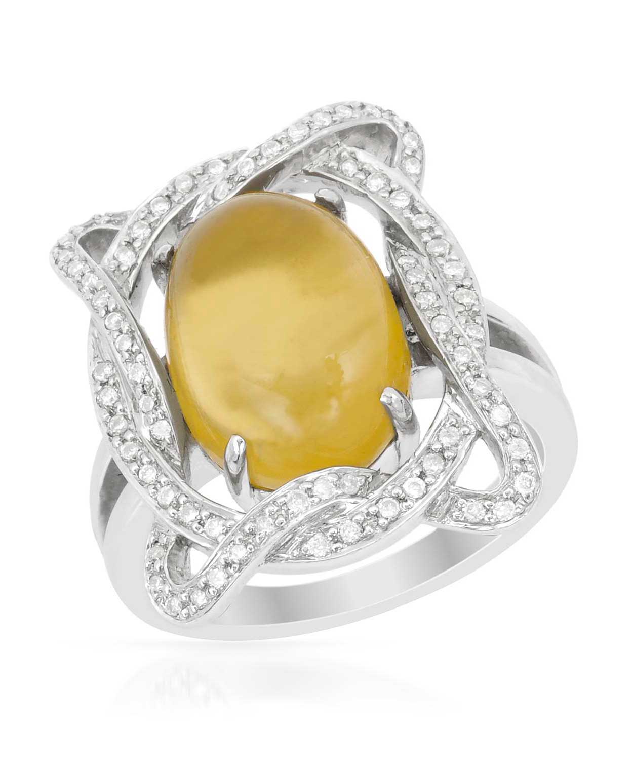 6.05 ctw Natural Yellow Quartz and Diamond 14k Gold Intertwined Right Hand Ring View 1