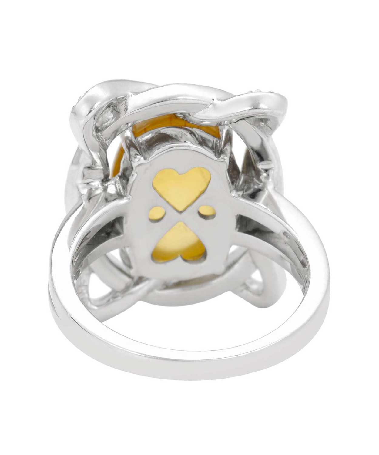 6.05 ctw Natural Yellow Quartz and Diamond 14k Gold Intertwined Right Hand Ring View 2
