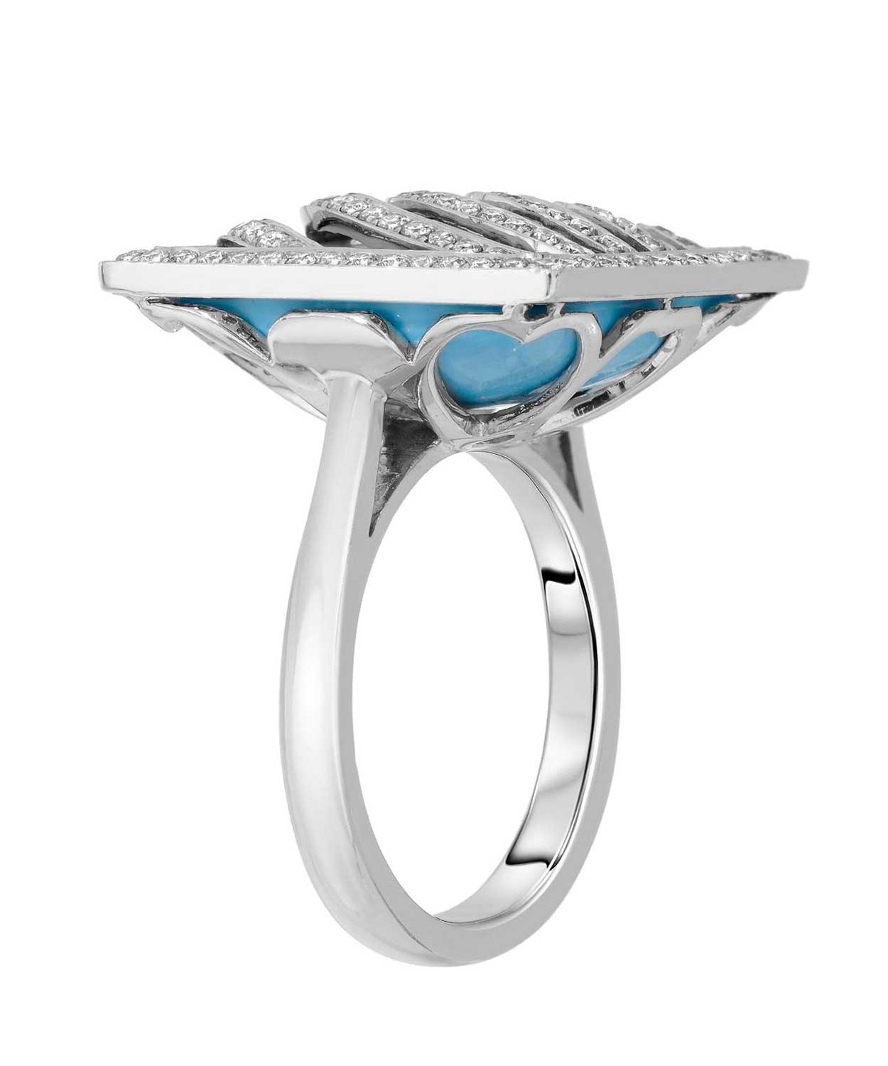 11.73 ctw Created Sleeping Beauty Turquoise and Diamond 14k Gold Square Cocktail Ring View 2