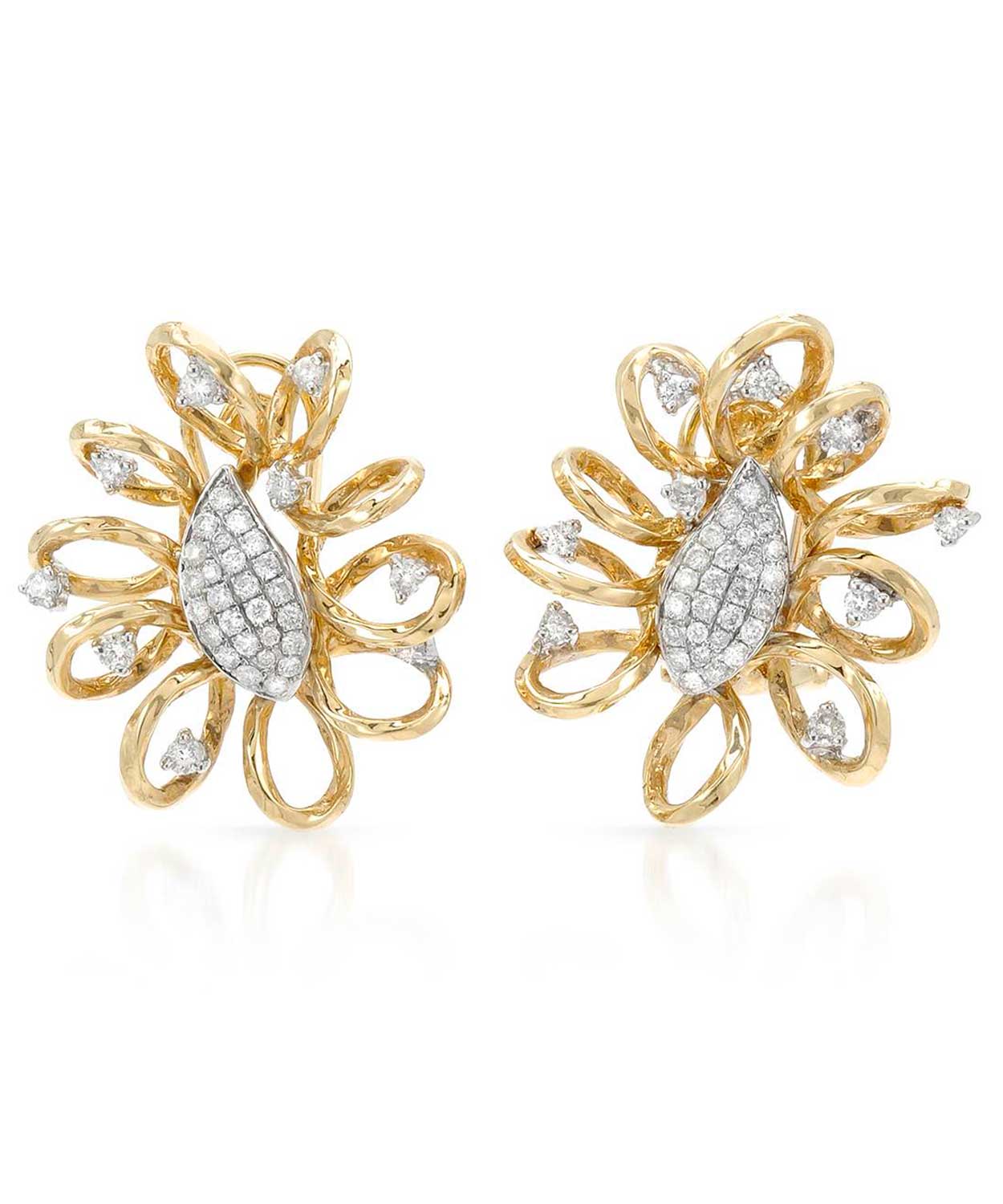 Glamour Collection 0.75 ctw Diamond 14k Yellow Gold Contemporary Earrings View 1