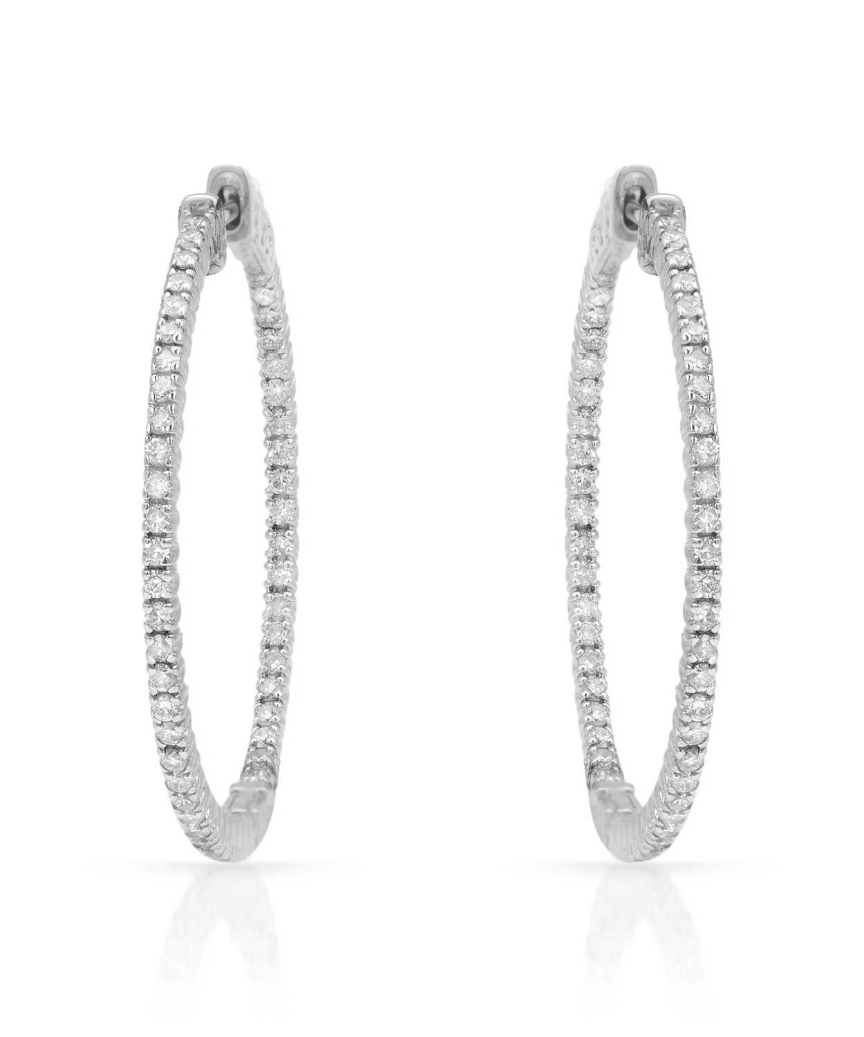 Classic Collection 1.25 ctw Diamond 14k White Gold Inside-Out Hoop Earrings View 1