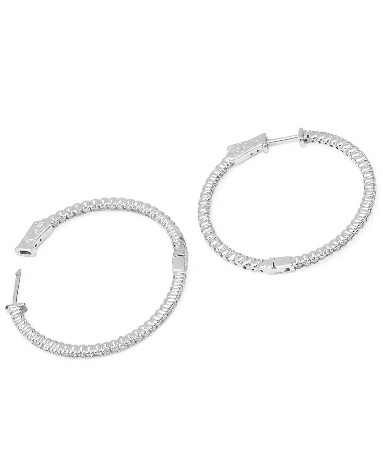 Classic Collection 1.25 ctw Diamond 14k White Gold Inside-Out Hoop Earrings View 2