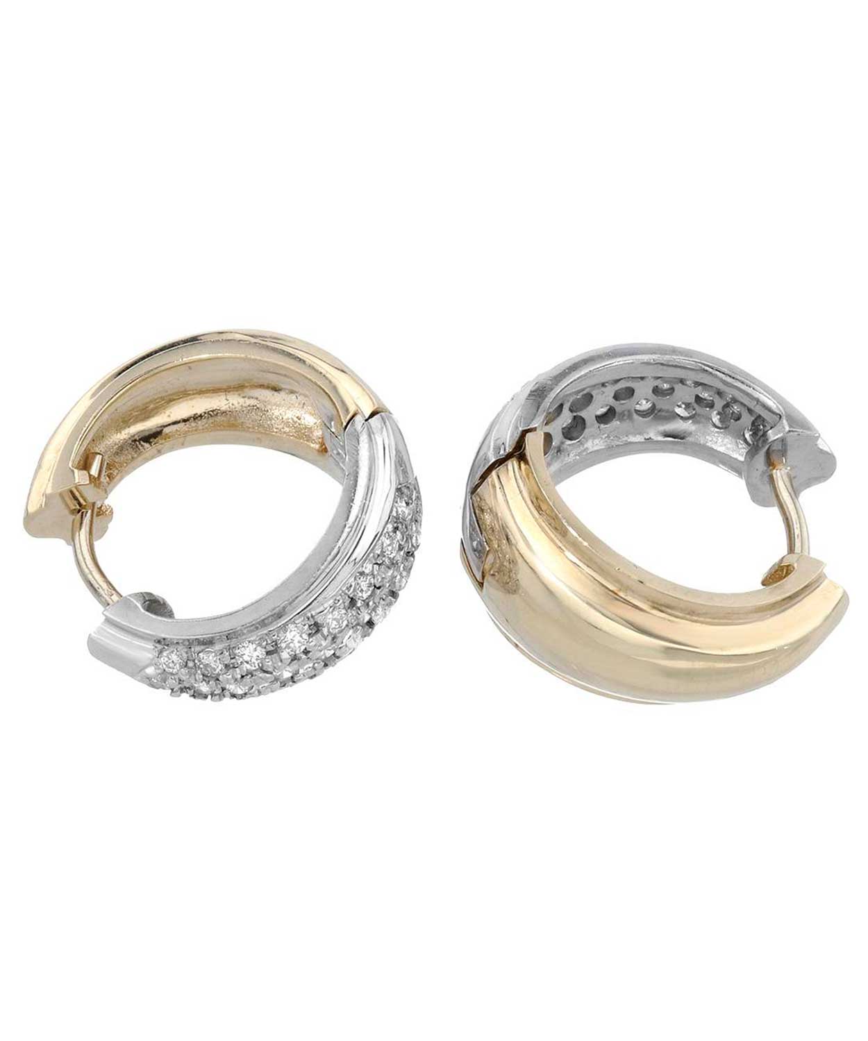 Allure Collection 0.68 ctw Diamond 14k Two-Tone Gold Huggie Earrings View 2