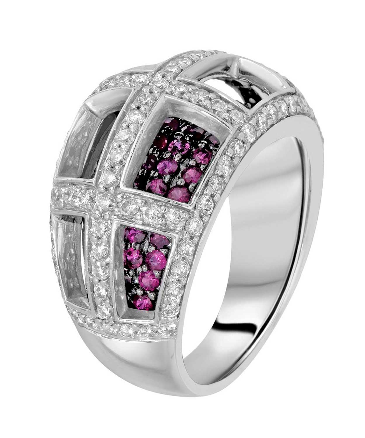 Allure Collection 2.25 ctw Natural Ruby and Diamond 14k White Gold Contemporary Ring View 2
