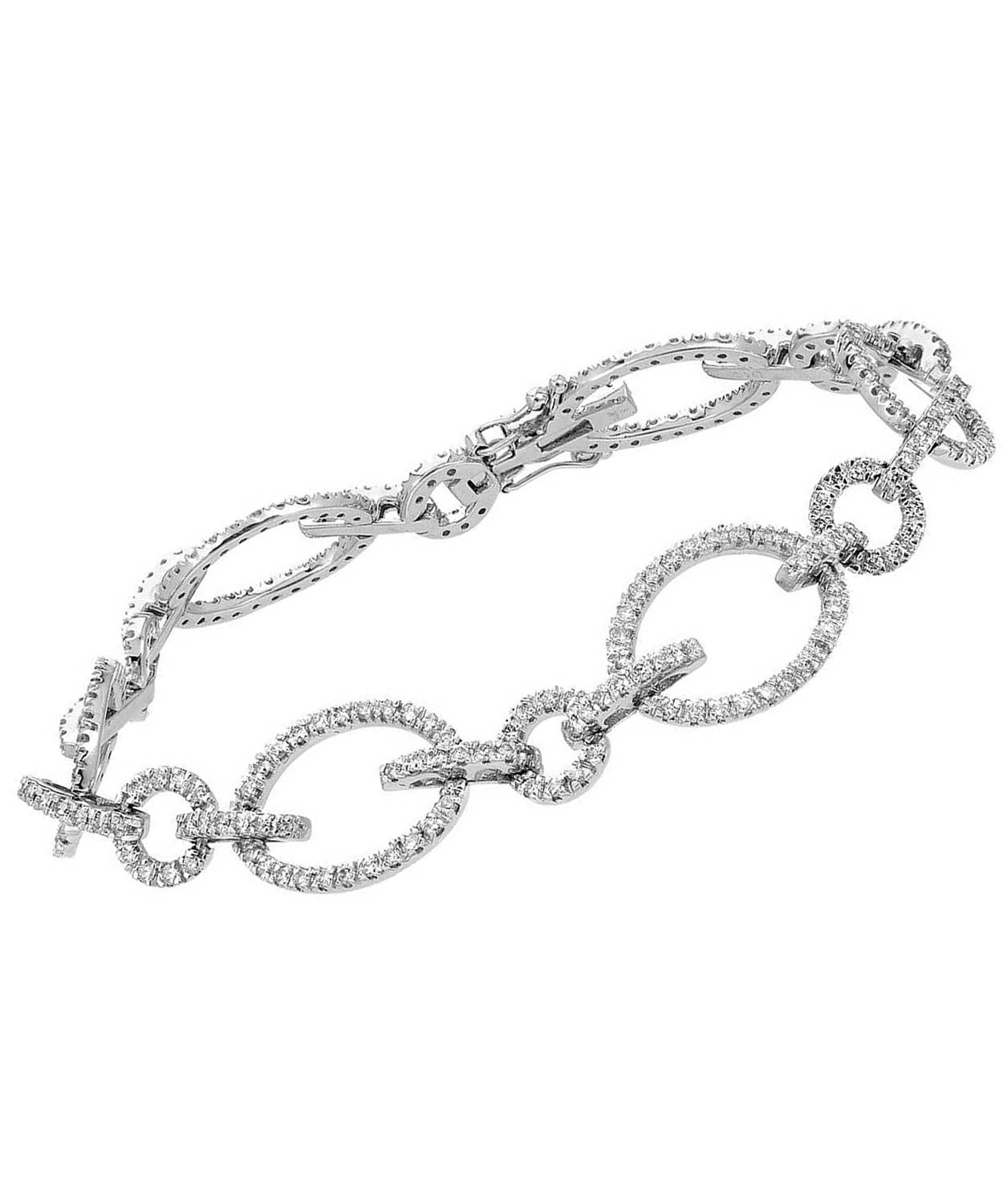 Glamour Collection 2.50 ctw Diamond 14k White Gold Oval Link Bracelet View 1
