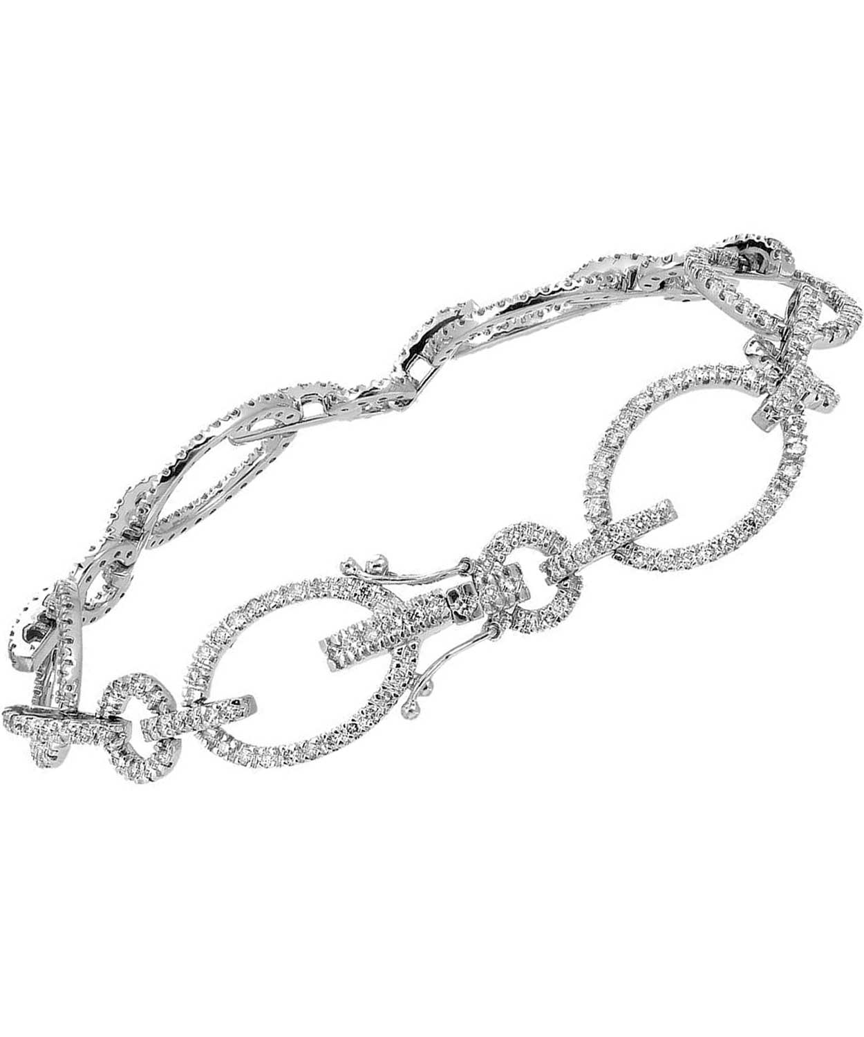 Glamour Collection 2.50 ctw Diamond 14k White Gold Oval Link Bracelet View 2