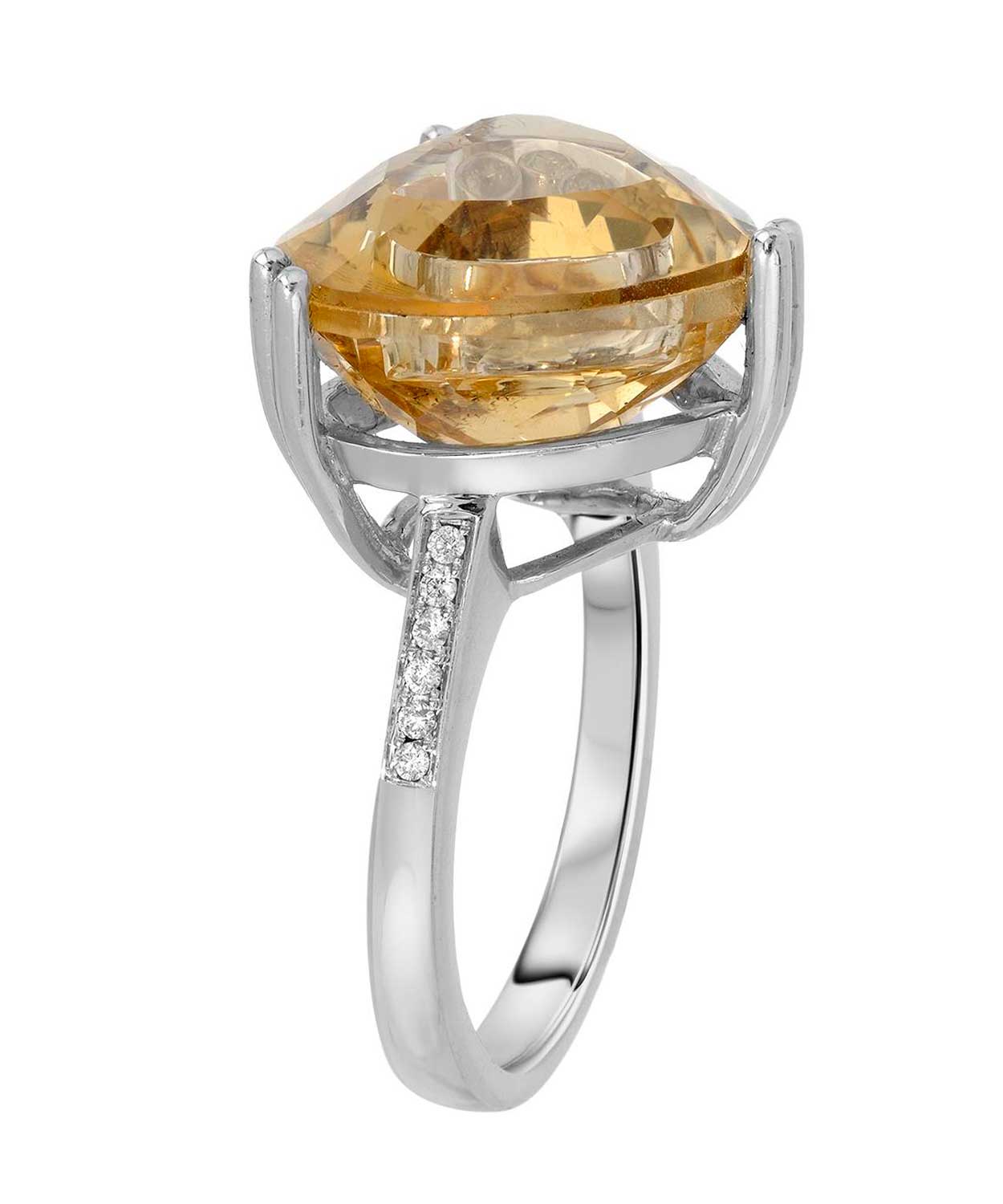 11.70 ctw Natural Honey Citrine and Diamond 14k Gold Heart Dancing Diamonds Cocktail Ring View 2
