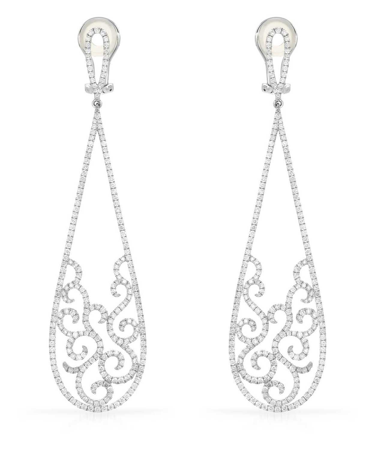 Allure Collection 4.25 ctw Diamond 14k White Gold Dangle Earrings View 1
