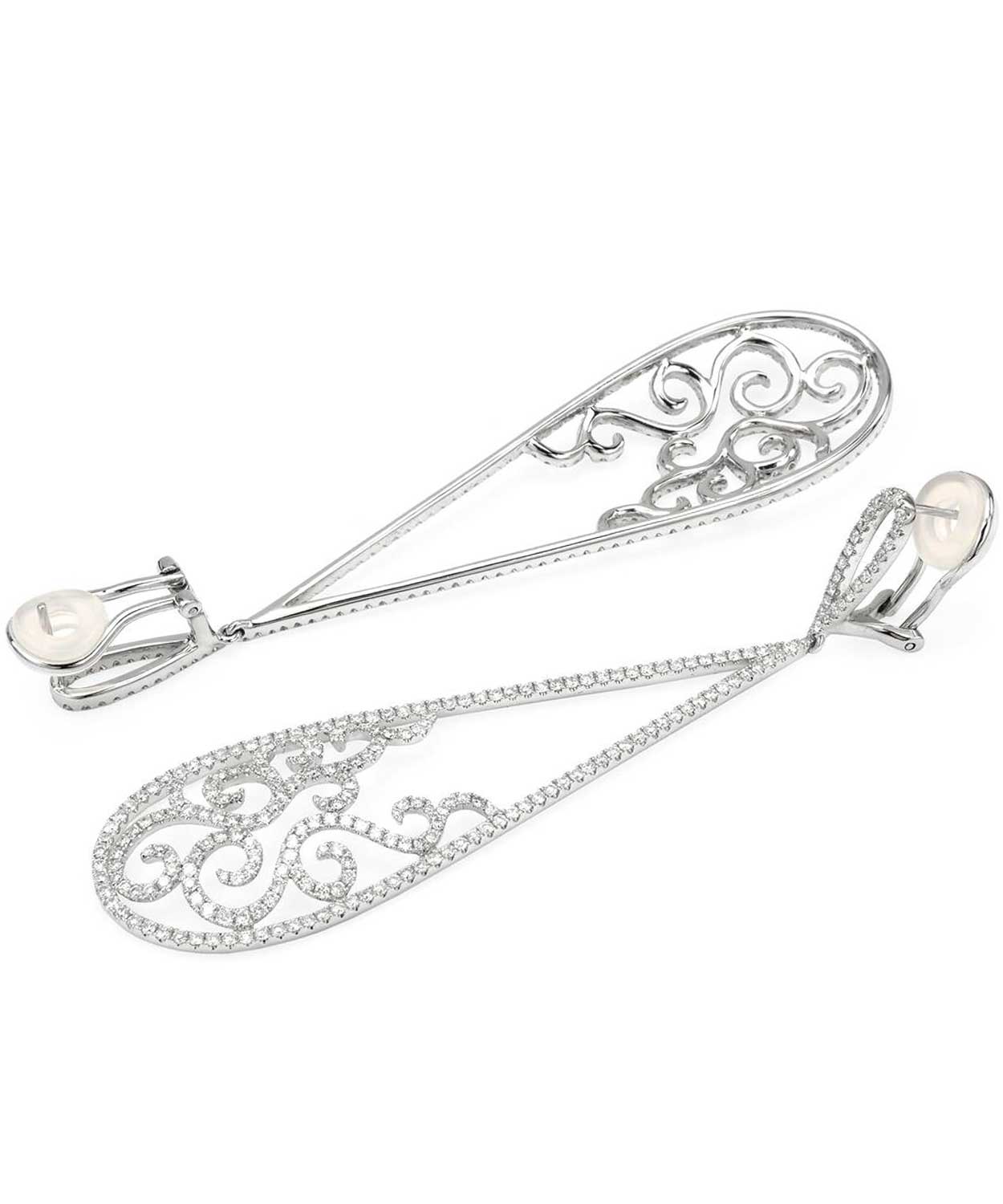 Allure Collection 4.25 ctw Diamond 14k White Gold Dangle Earrings View 2