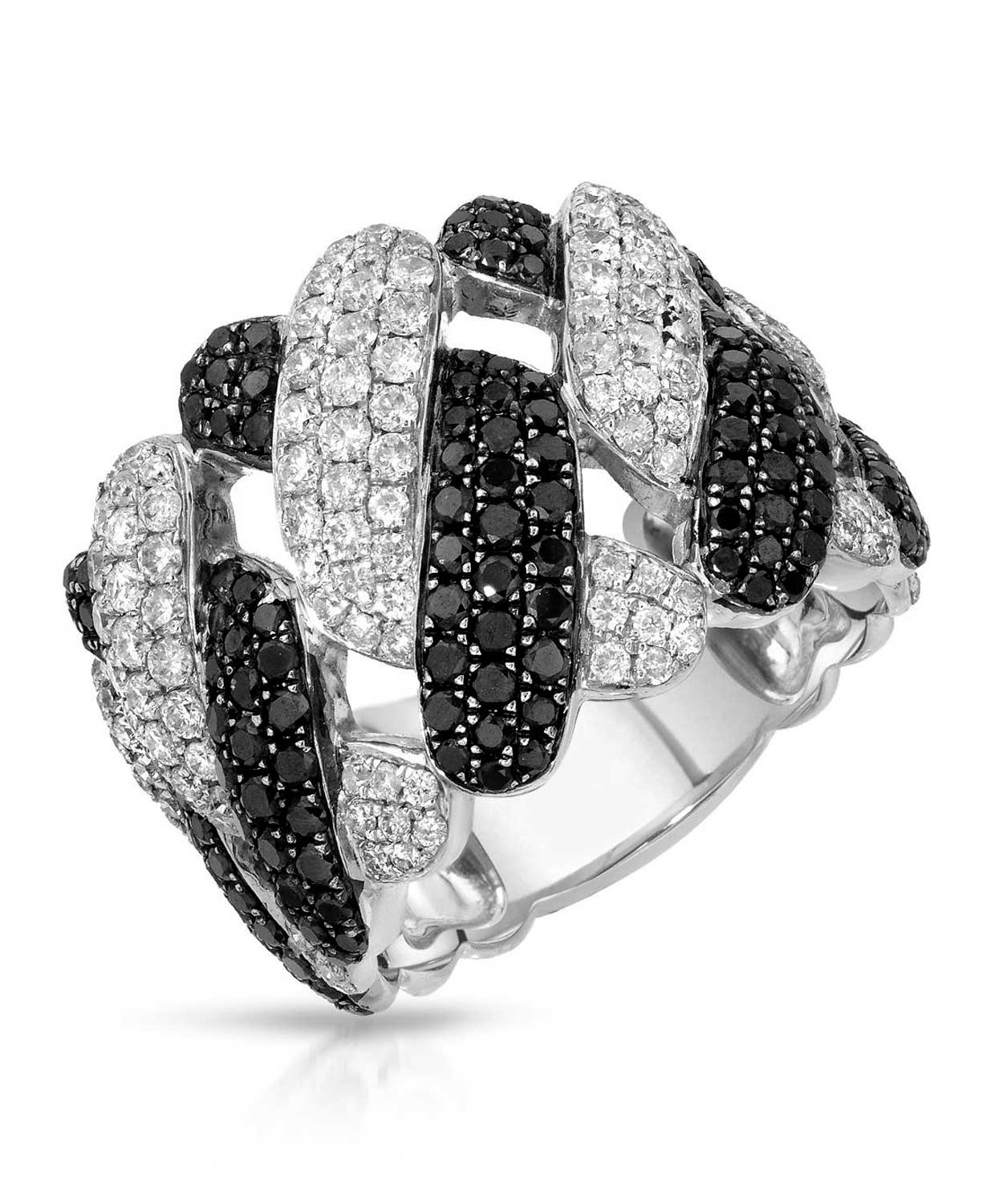 Black & White Collection 2.30 ctw Diamond 14k White Gold Intertwined Ring View 1