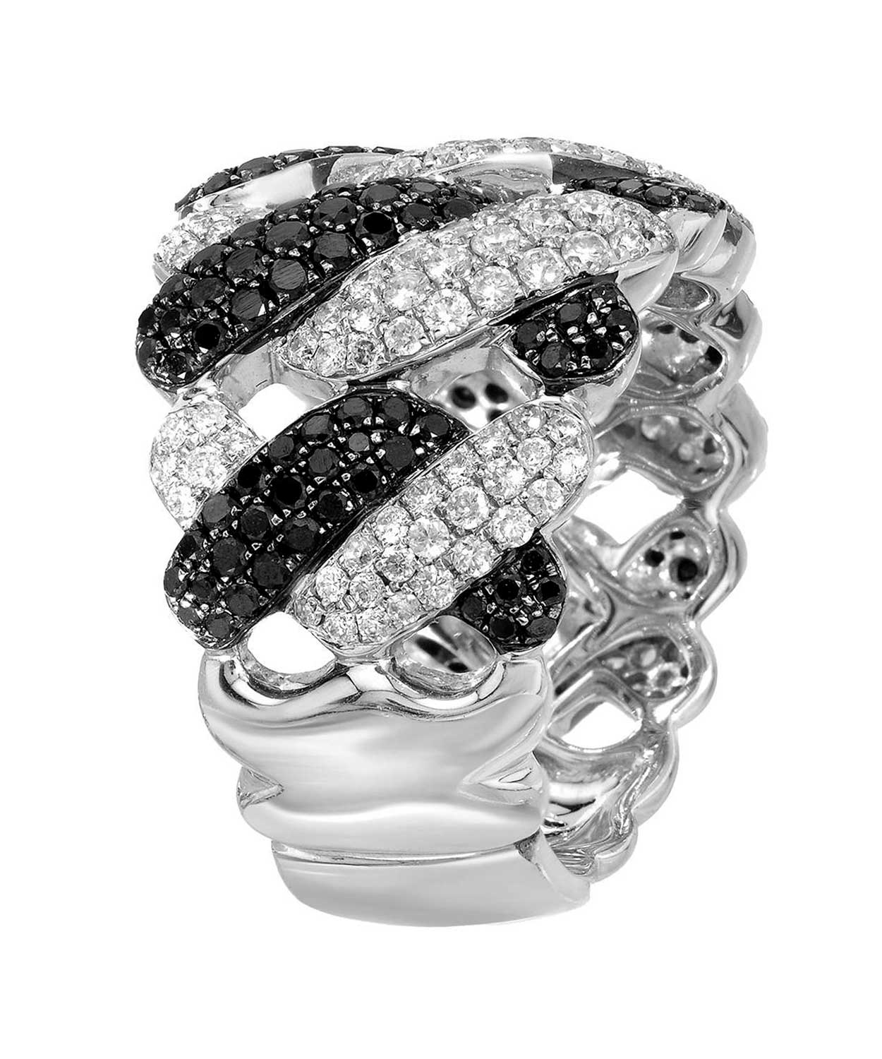 Black & White Collection 2.30 ctw Diamond 14k White Gold Intertwined Ring View 2