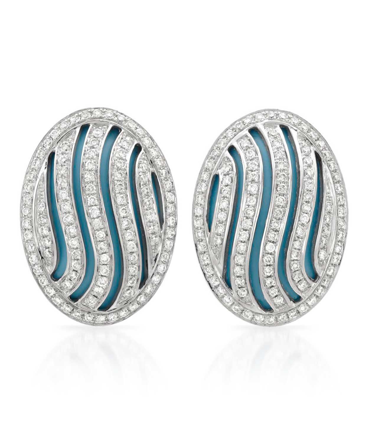 12.30 ctw Created Sleeping Beauty Turquoise and Diamond 14k Gold Oval Earrings View 1