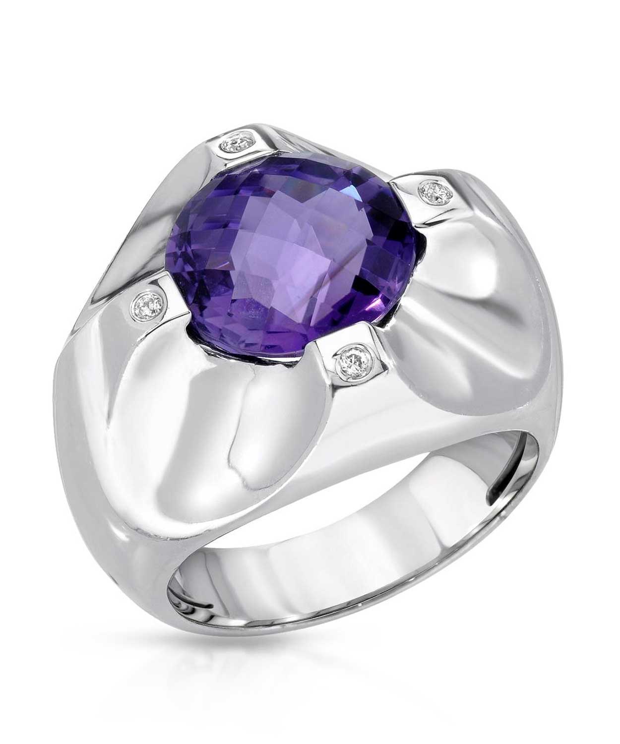 4.75 ctw Natural Amethyst and Diamond 14k White Gold Cocktail Ring View 1