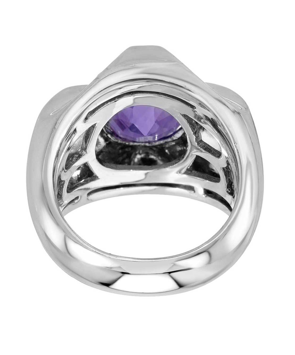 4.75 ctw Natural Amethyst and Diamond 14k White Gold Cocktail Ring View 2