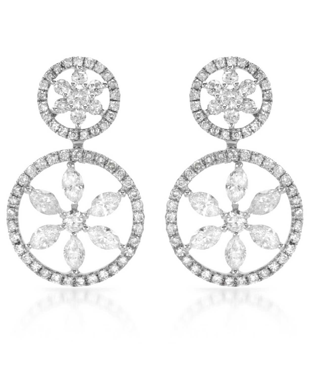 Allure Collection 2.30 ctw Diamond 14k Gold Circle Dangle Earrings View 1