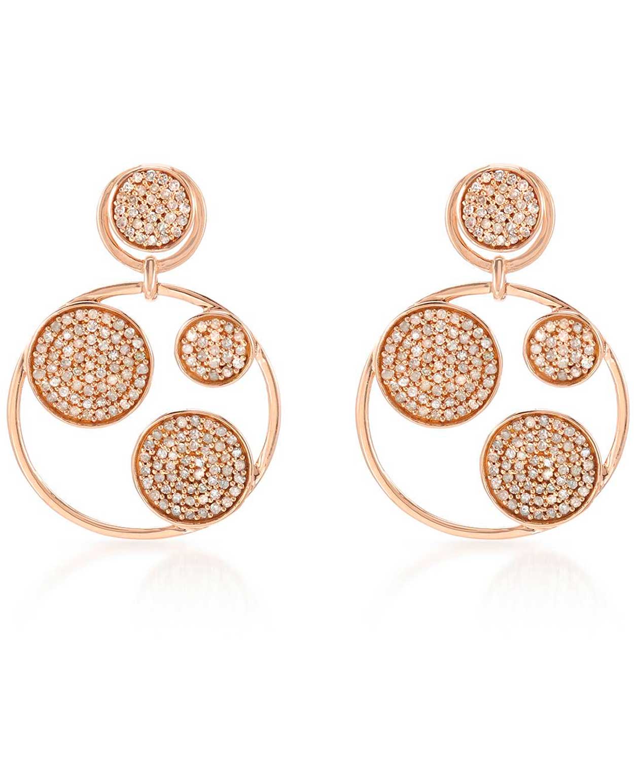 1.10 ctw Diamond 14k Rose Gold Contemporary Dangle Earrings View 1