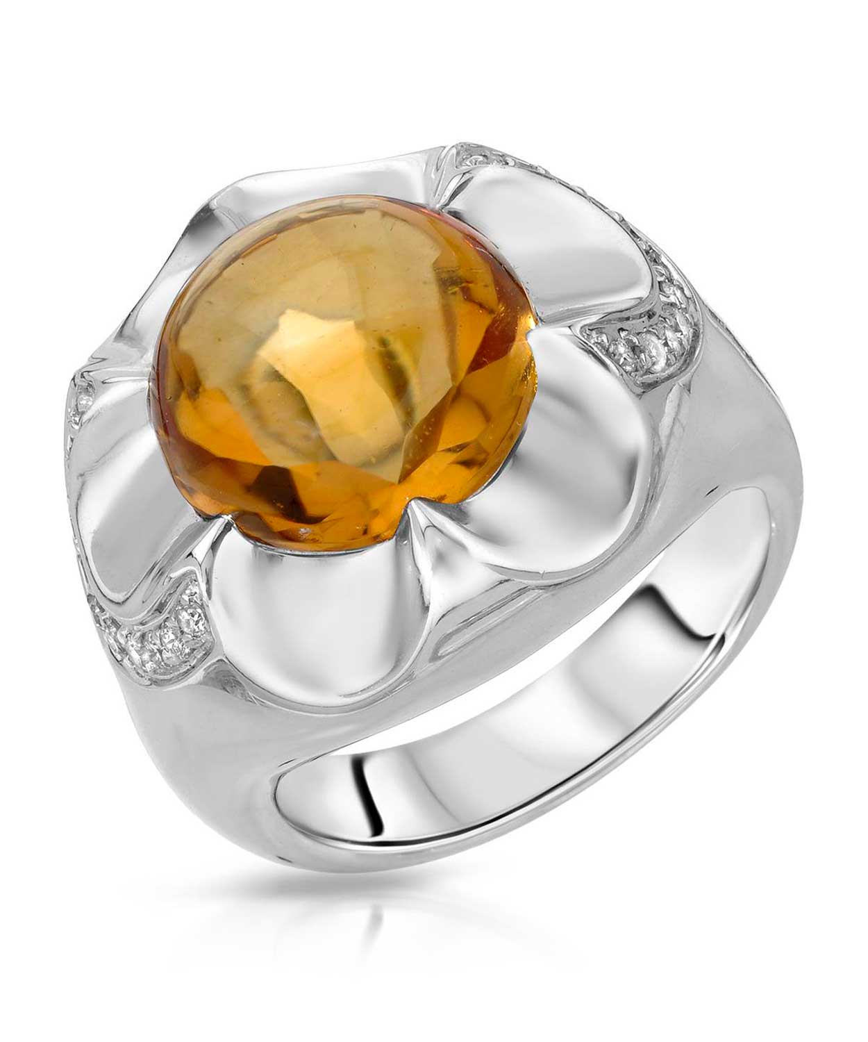 Glamour Collection 7.15 ctw Natural Honey Citrine and Diamond 14k Gold Bold Cocktail Ring View 1