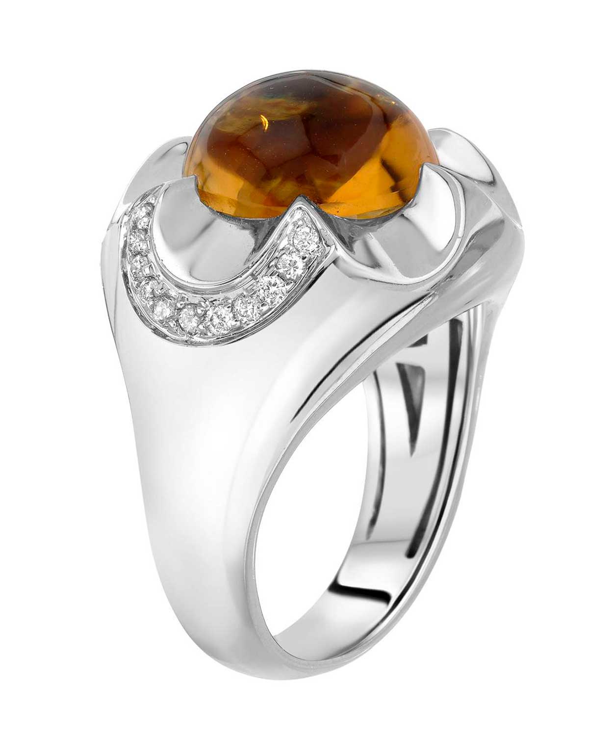 Glamour Collection 7.15 ctw Natural Honey Citrine and Diamond 14k Gold Bold Cocktail Ring View 2