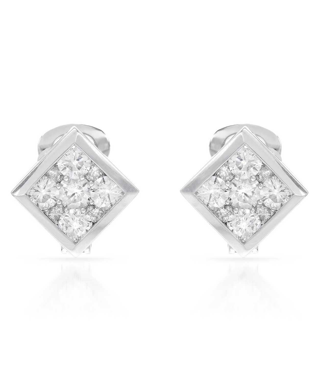 Signature Collection 2.00 ctw Diamond 14k Gold Classic Square Earrings View 1