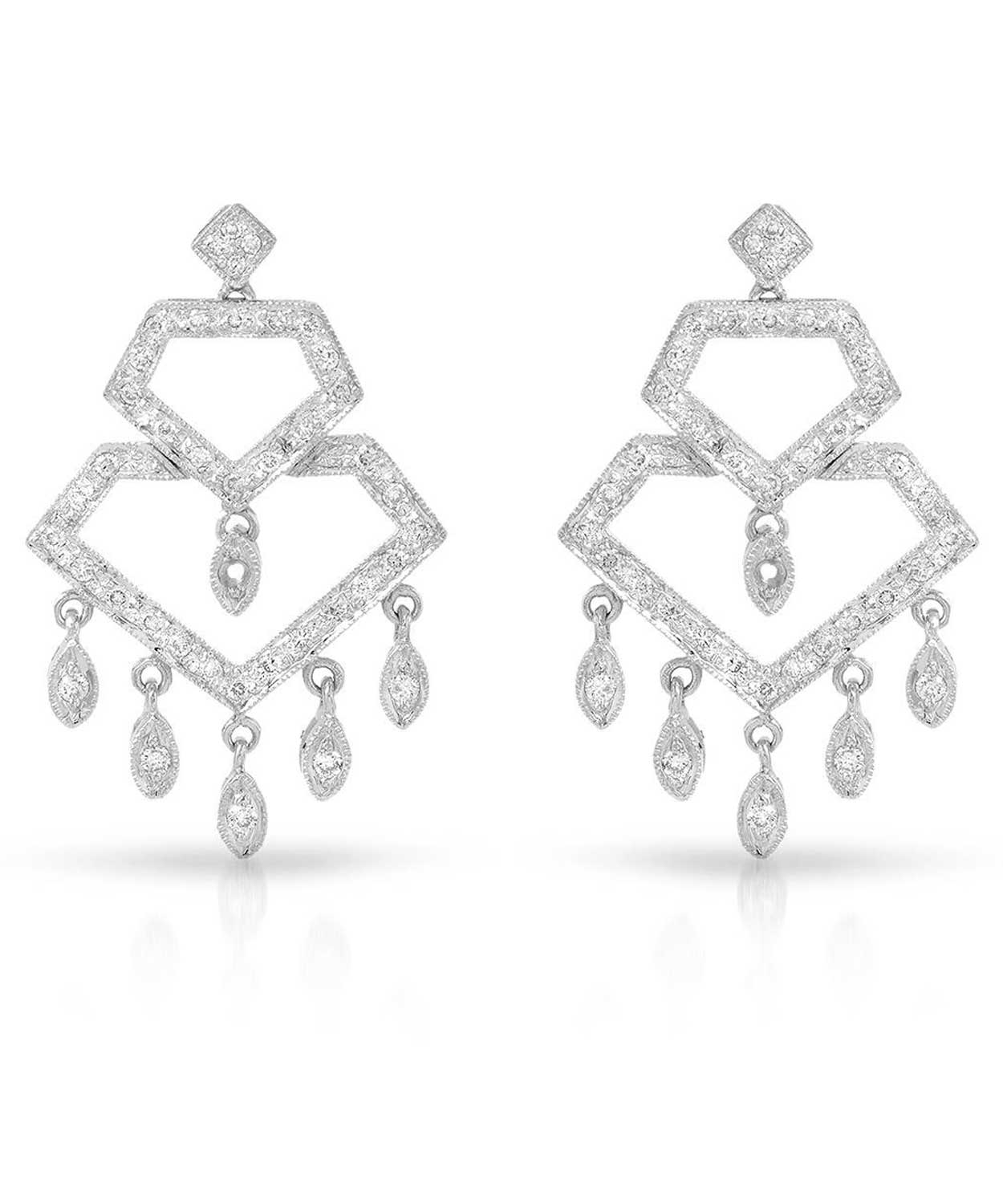 Allure Collection 0.60 ctw Diamond 18k White Gold Diamond Shape Chandelier Earrings View 1