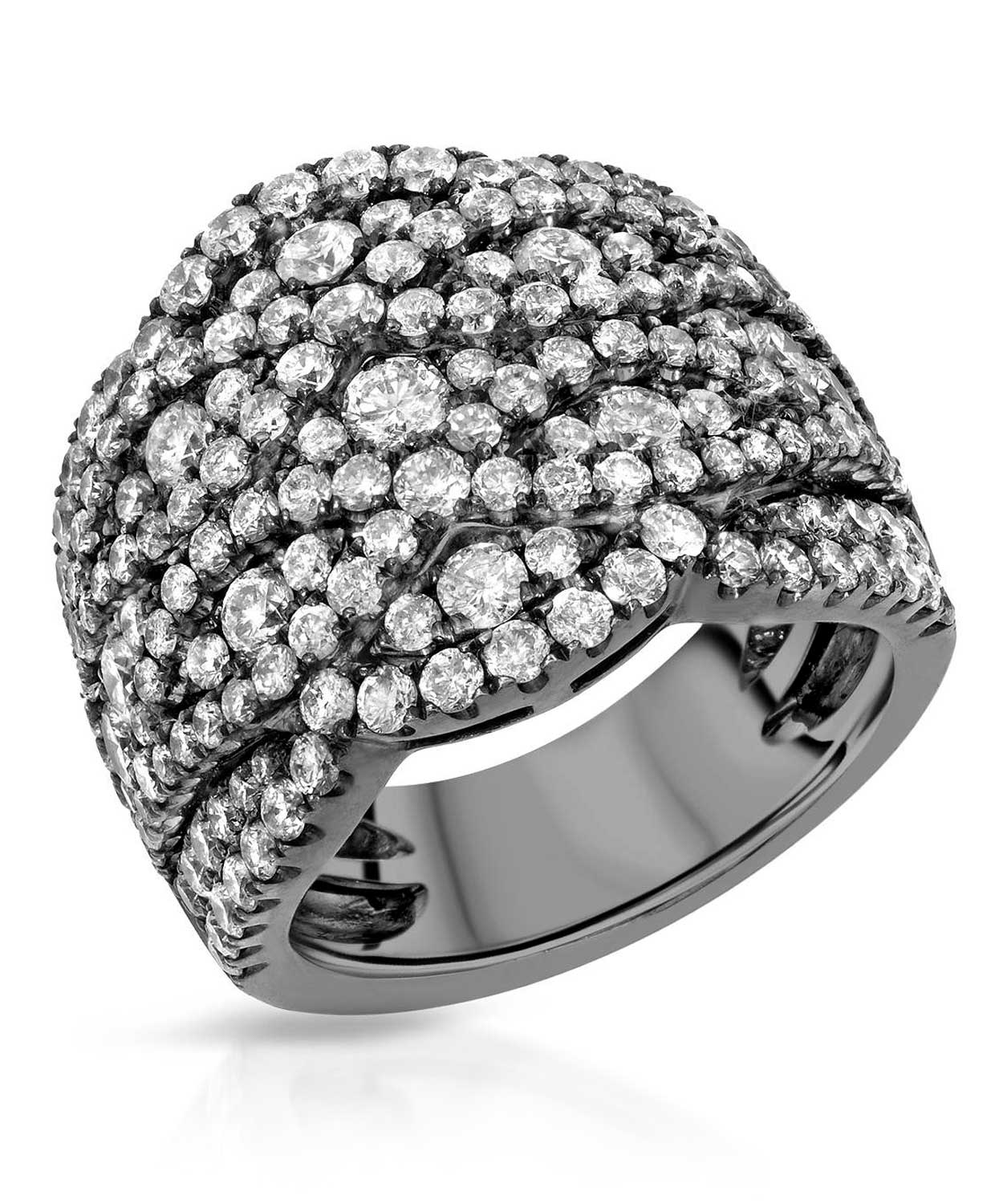 Glamour Collection 3.18 ctw Diamond Rhodium Plated 14k Gold Cluster Cocktail Ring View 1