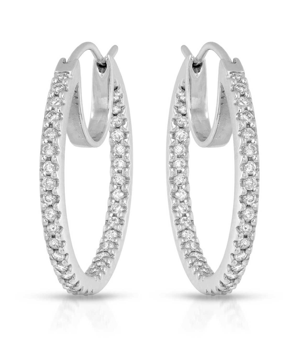 Allure Collection 0.75 ctw Diamond 14k White Gold Inside-Out Hoop Earrings View 1