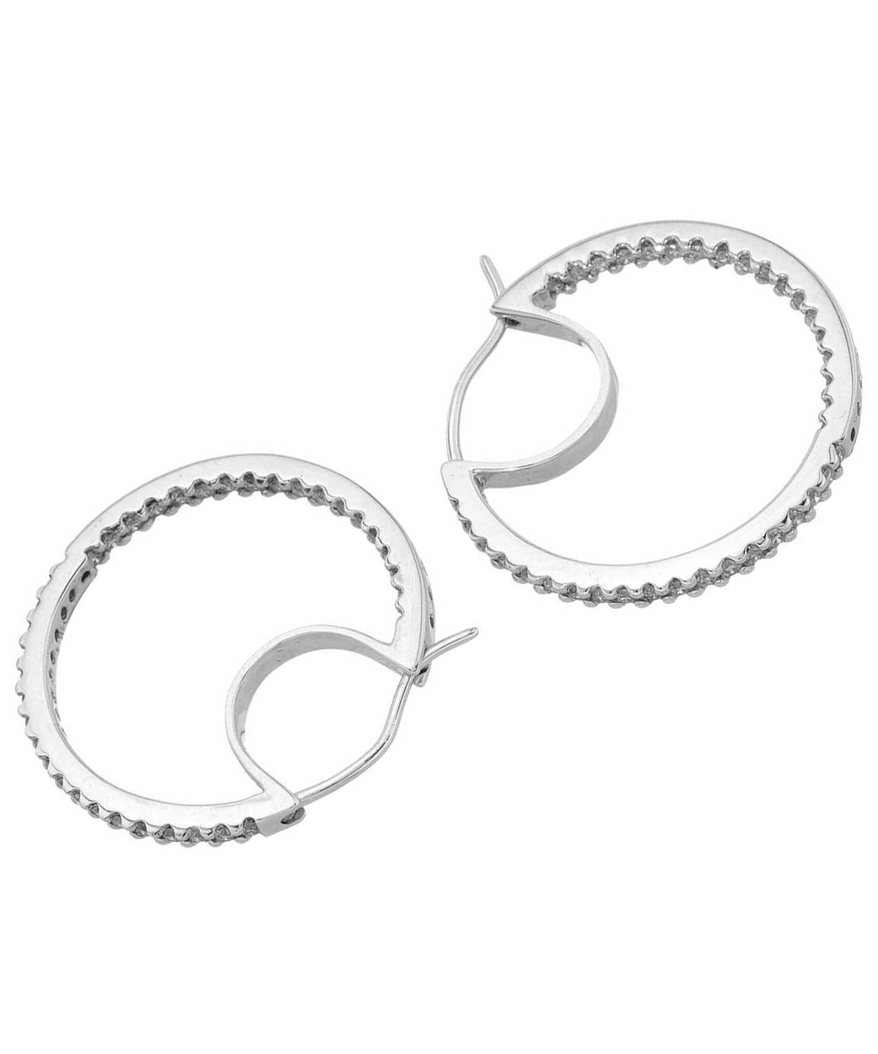 Allure Collection 0.75 ctw Diamond 14k White Gold Inside-Out Hoop Earrings View 2
