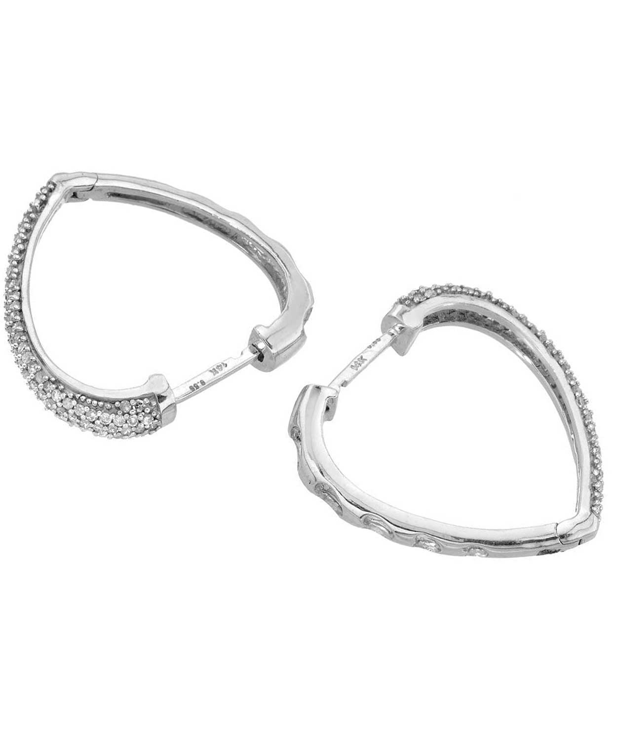 Love Story Collection 0.60 ctw Diamond 14k White Gold Heart Hoop Earrings View 2