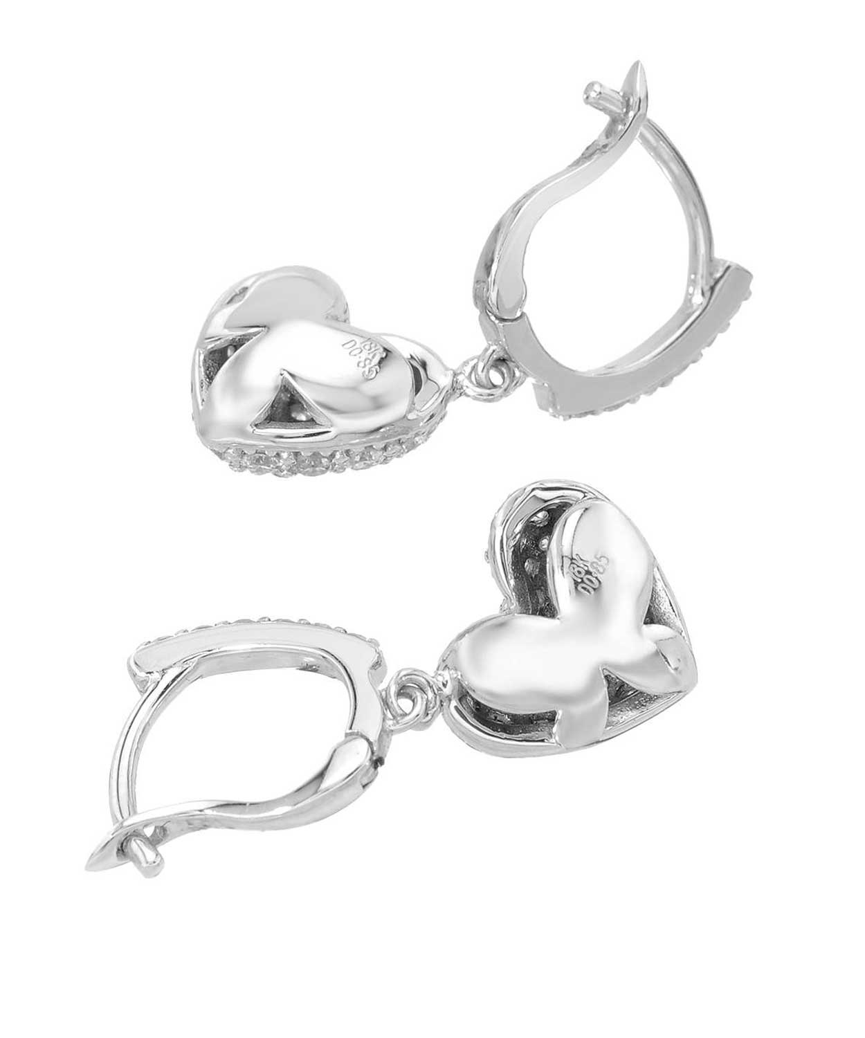 Love Story Collection 0.87 ctw Diamond 18k White Gold Heart Dangle Earrings View 2