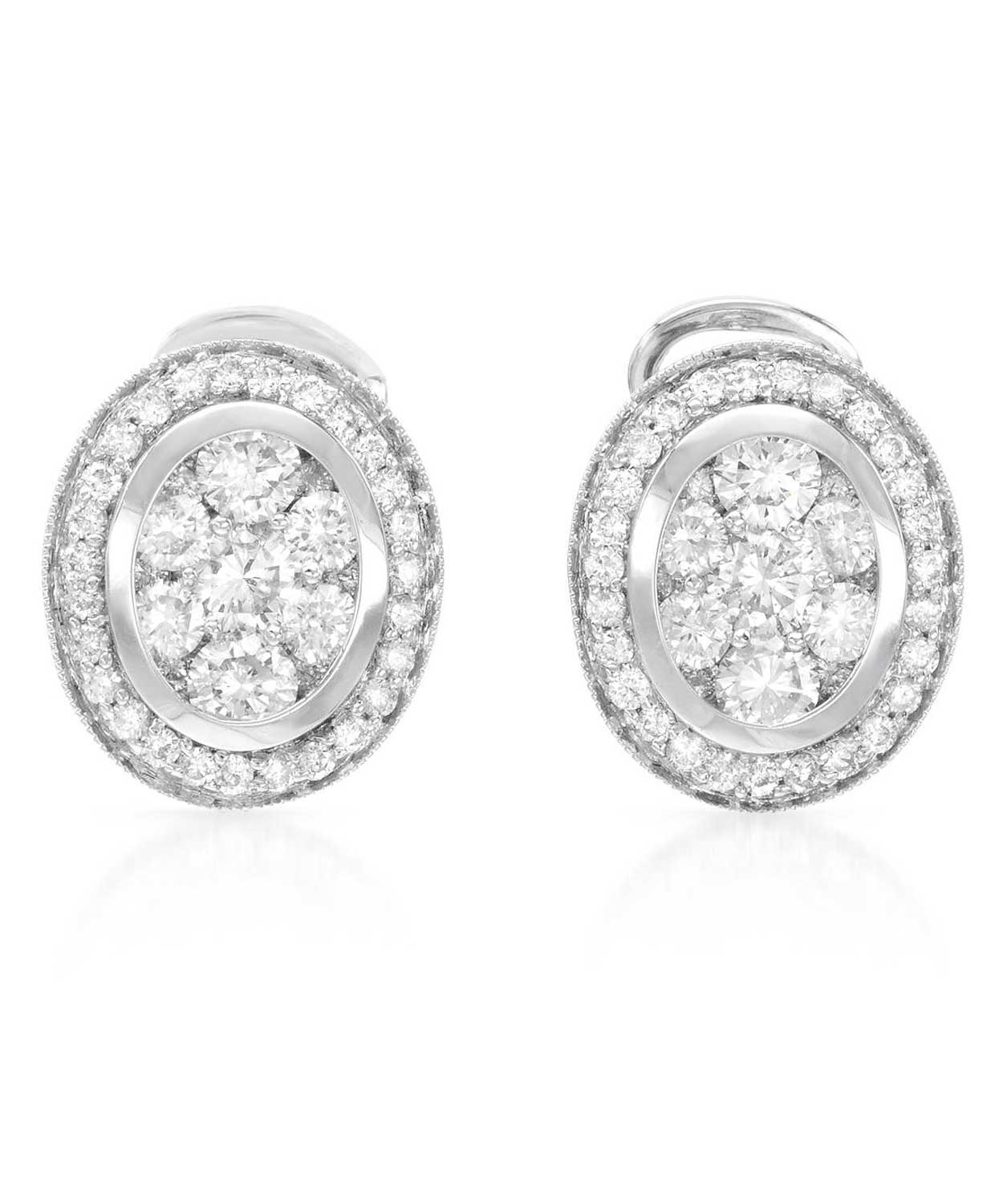 Signature Collection 2.00 ctw Diamond 14k White Gold Cluster Earrings View 1